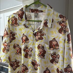 Men's Casual Button Down Shirt with Cartoon Print